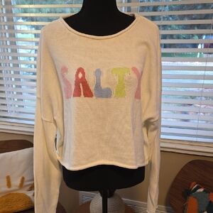 Moon & Madison White Sweater with Colorful Print